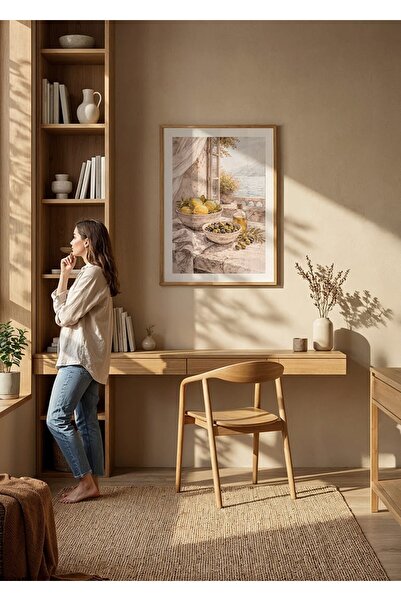 KEYFHOME Aur Peace Mediterranean Still Life Wood Framed MDF Painting Poster K...