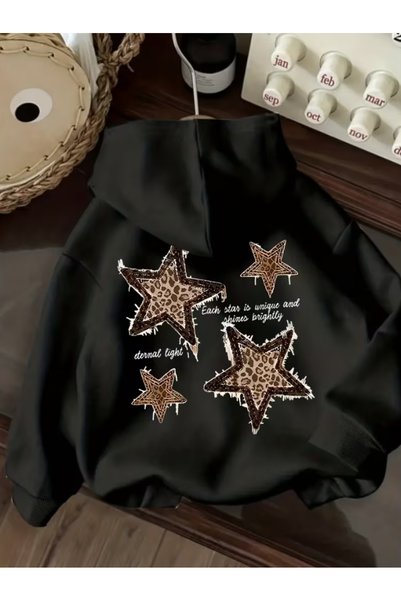 one button Hanorac oversize unisex pentru bărbați/femei, cu imprimeu cu lanțu...