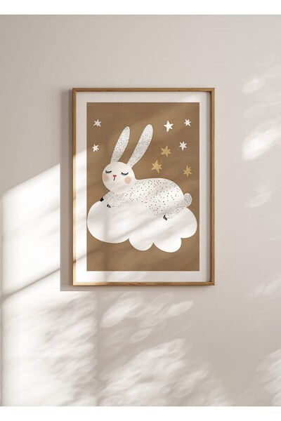 KEYFHOME Ayda Iepurele odihnindu-se cu cadru din lemn MDF pictură poster pent...