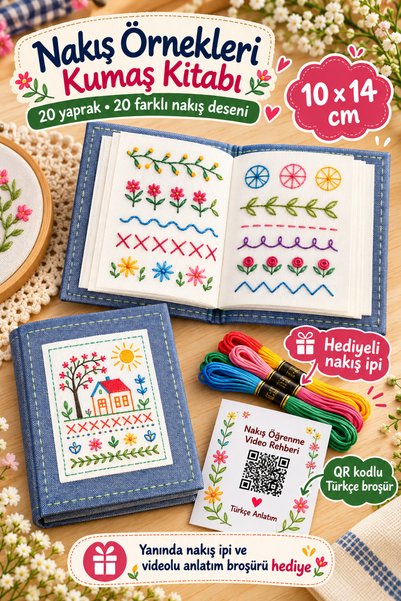 LİVA CRAFT Art & Craft Nakış Örnekleri Kitabı Ufak Boy, Başlangıç İçin Dikiş Kitabı, Nakış Hobi Kiti