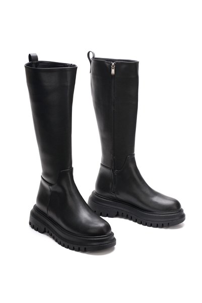 Melvoria Women's Thick Padded Sole Zippered Flat Boots