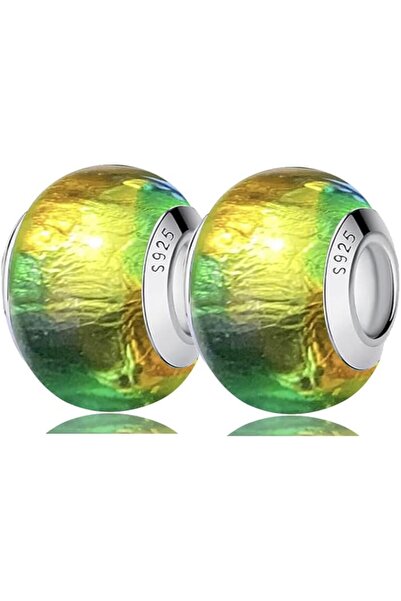 GENERAL 2Pcs Original Murano Glass Charms for Pandora Bracelets Authentic Ste...