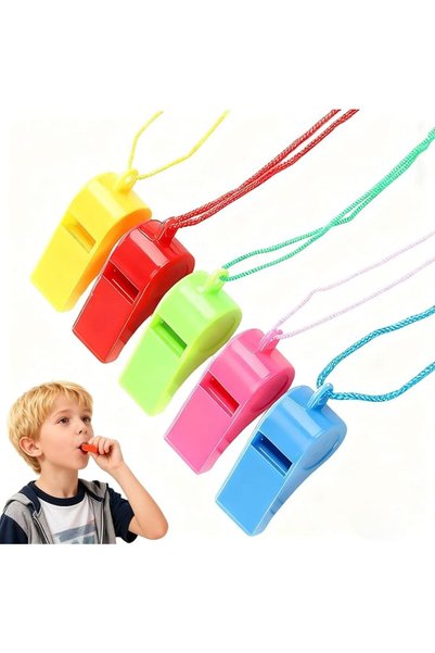 YUEMING Whistles for Kids, Plastic Sports Whistles with Lanyard, Loud Crisp S...