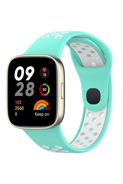 XGSM Curea de silicon pentru Xiaomi Redmi Watch 3, Turcoaz/Alb