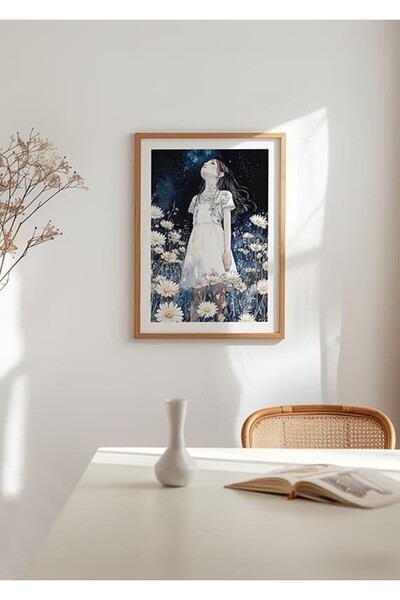 KEYFHOME Poster cu tablou MDF cu cadru din lemn Sky Dream Girl pentru camera ...
