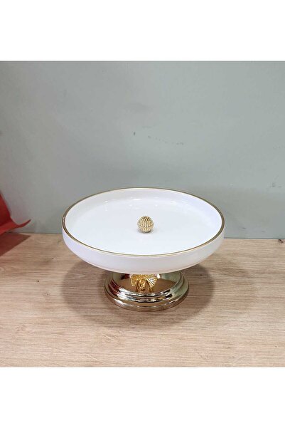 Henna Metal-Legged Butterfly-Shaped Round Porcelain Serving Dish