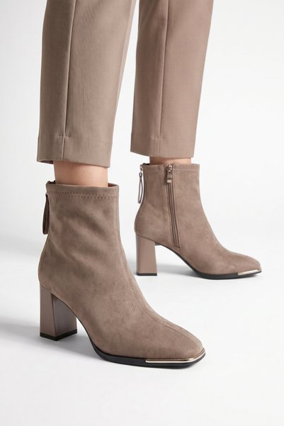KRISTE BELL Mink Suede Zippered Thick Heeled Stylish Comfortable Women's Boot...