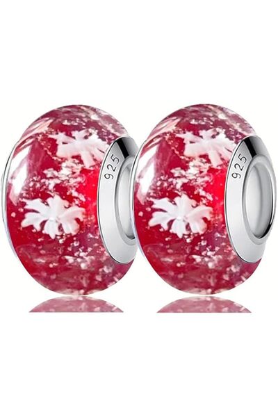 GENERAL 2Pcs Original Murano Glass Charms for Pandora Bracelets Authentic Ste...