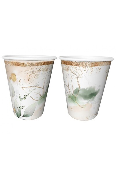 Party Feelings Paper cup with leaves set of 6 pcs 240 ml