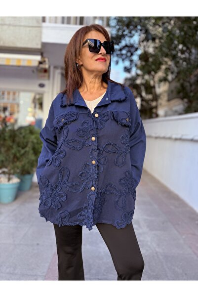 DenizEge Italian Gabardine Embossed Italian Jacket Navy Blue