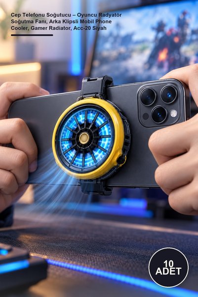 Yenilig 10 Adet Cep Telefonu Soğutucu – Oyuncu Radyatör Soğutma Fanı, Arka Klipsli Mobil Phone Cooler, Gamer Radiator, Acc-20 Siyah