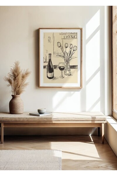 KEYFHOME Momente de cerneală Poster abstract cu rame din lemn MDF pentru pict...