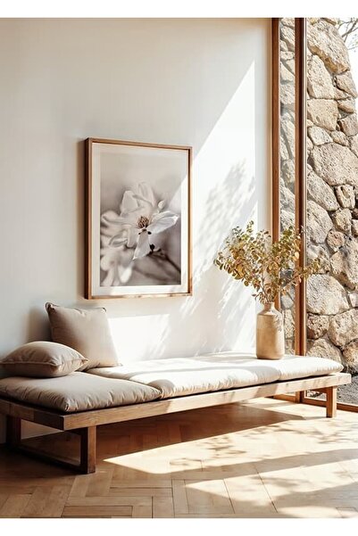 KEYFHOME Poster de pictură MDF cu flori de magnolie în cadru de lemn, decor d...