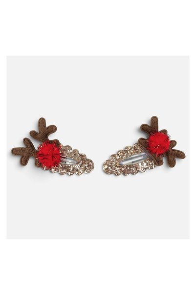 OEM Set 2 Agrafe de Păr Aurii cu Glitter, Model Zig-Zag și Nas Roșu, 5 cm – A...