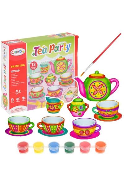 Stuniko ® Set Creativ Tea Party de Pictat pentru copii, 13 Piese Miniaturale,...