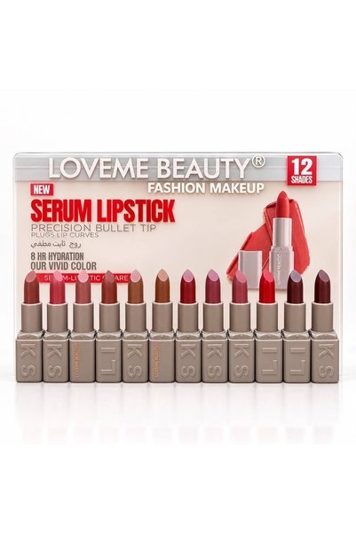 LOVEME BEAUTY مجموعة روج سيروم مطفي من - 12 درجة أحمر شفاه بترطيب 8 ساعات وأل...