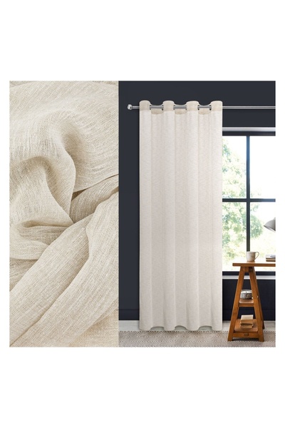 OEM Perdea Decorativă Ecru-Auriu 140x260 cm cu Inele pentru Galerie – Țesătur...