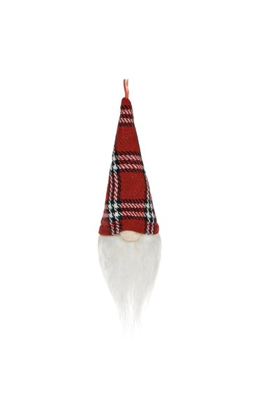 OEM Ornament Brad de Crăciun Figurină Gnome cu Căciulă Roșie Gri Carouri 5x11...