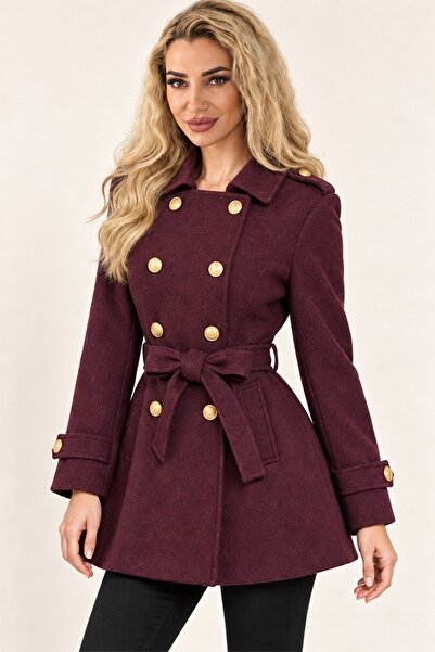 FashionForYou Palton scurt de damă MARVENA, cu șnur detașabil și nasturi auri...