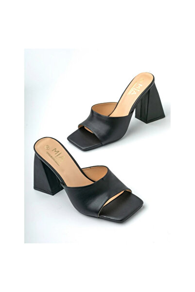 OEM Μαύρα Mules με Τετράγωνη Ανοιχτή Μύτη