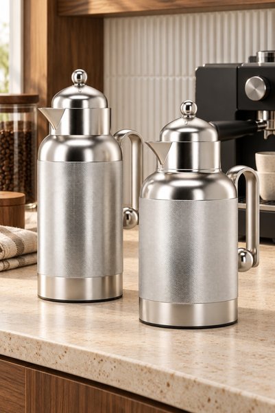 Generic Elegant Mesh Pattern Matte Silver Steel Hospitality Set (1L + 700ml) ...