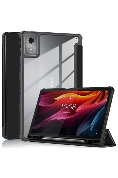 OEM Θήκη Βιβλίο Tri-Fold με Βάση Στήριξης και Διάφανη Σκληρή Πλάτη για Lenovo...