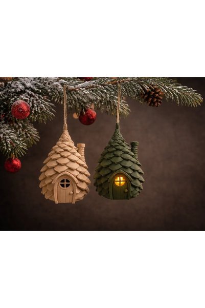 barsdepo Çam Kozası Kulübesi Tealight Mumlar için 2'LI ( MUMLAR DAHIL DEGILDIR)