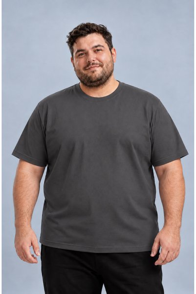 EVIus Tricou oversize, mărime mare, basic, 100% bumbac, cu decolteu rotund