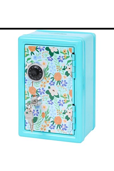 Generic Brand Turquoise Decorative Mini Safe with Patterned and Combination L...
