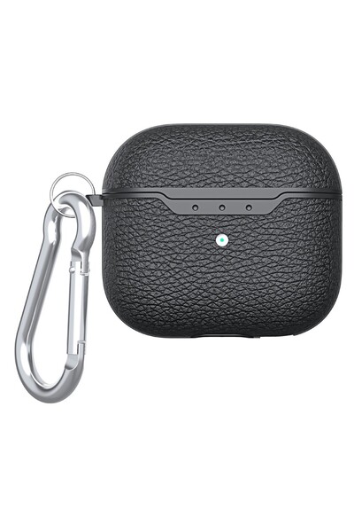 OEM Θήκη Σιλικόνης TPU (Όψη Δέρματος) για AirPods 5 / 4 - Μαύρο