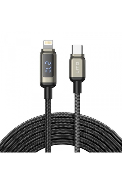 Lito Cablu Date si Incarcare USB-C - Lightning LD15 Display, 27W, 1m, Negru