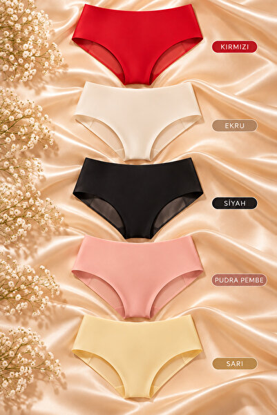 LUNESSA NİGHT Women's 5-Piece Set Laser Cut Non-Marking Normal Waist Slip Panties