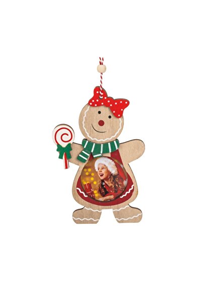 OEM Ornament Decorativ de Crăciun Rama Foto din Lemn Om de Turta Dulce Fata 1...