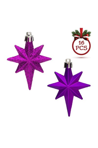 OEM Set Ornamente de Crăciun Mov Glitter 8 cm – 16 buc. – Decor Festiv pentru...