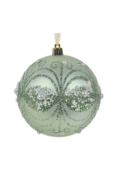 OEM Ornament Brad de Crăciun Glob Verde Menta Mat cu Glitter și Margele Ø10 c...