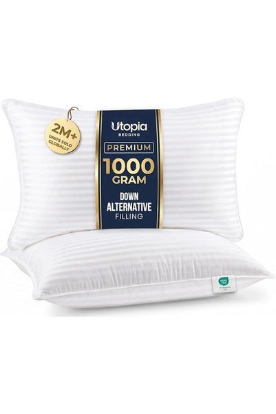 Utopia Bedding وسائد سرير للنوم مقاس قياسي (أبيض)، مجموعة من 2، جودة فندقية م...