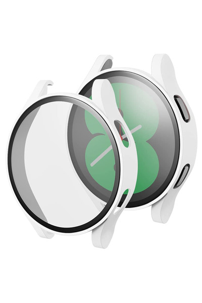 XGSM Carcasă 2 în 1 + Sticlă securizată pentru Samsung Galaxy Watch 4 40mm, Alb