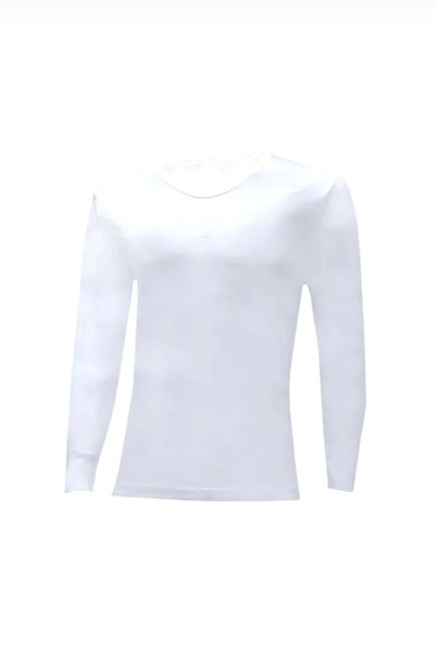 mintev White Interlock Men's Long Sleeve Undershirt 2018-1 (6 Pieces)