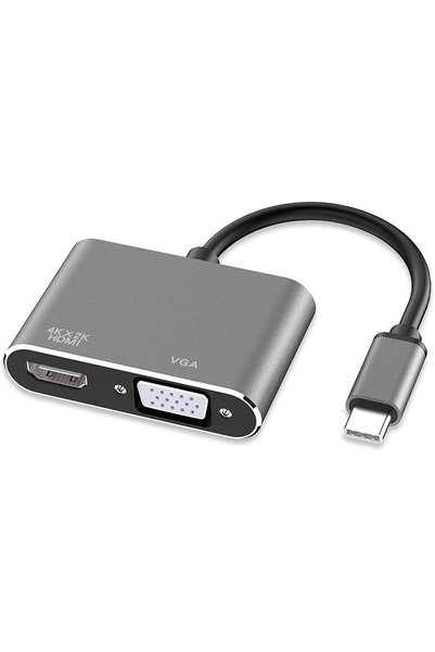 GENERAL USB C to HDMI VGA Adapter, 2-in-1 USB Type-C to HDMI 4K and VGA 1080P...
