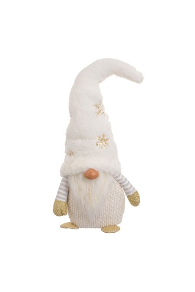OEM Figurină Decorativa de Crăciun Gnome Alb cu Fulgi din Folie Aurie 48 cm –...