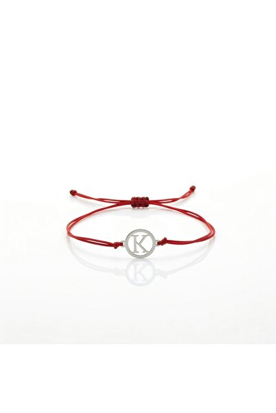 BIZZARO Brățară unisex cu inițială "k" din argint 925 si fir de mătase