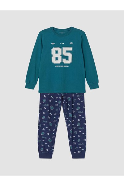 LC Waikiki Rmz Gi̇yi̇m Farkiyla Printed Boys' Pajama Set