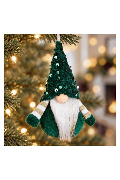 OEM Ornament Brad de Crăciun Gnome Verde cu Paiete 15 cm – Atmosferă Festivă ...