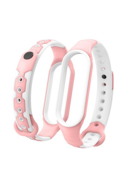 OEM Λουράκι Σιλικόνης 2 Χρωμάτων για το Xiaomi Mi Band 6 - Ροζ / Λευκό