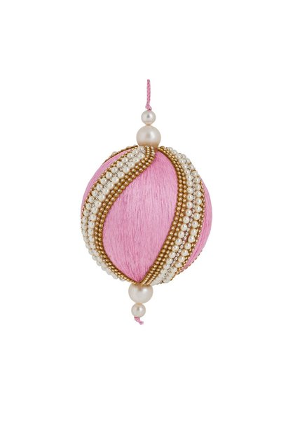 OEM Ornament Brad de Crăciun Glob Roz cu Fir cu Strass și Margele Ø10 cm – De...