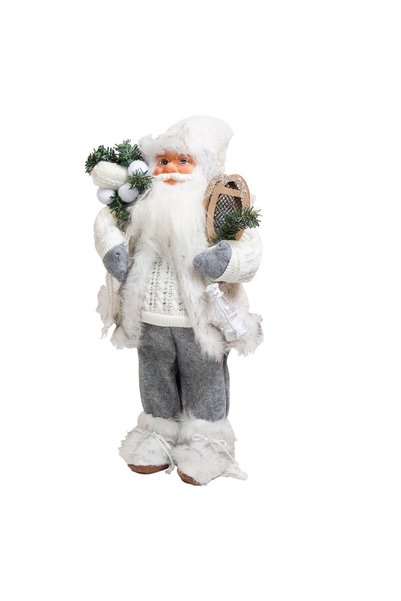 OEM Figurină Decorativa Mos Crăciun Alb cu Felinar 45 cm – Atmosferă Festivă ...
