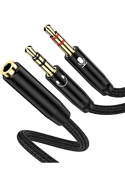 Generic محول سماعات رأس 3.5 ملم، محول أنثى 3.5 ملم إلى منفذين ذكر للسماعات وا...