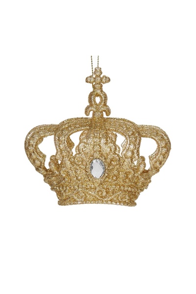 OEM Ornament Brad de Crăciun Coroana cu Glitter Auriu și Piatra 11x9.5 cm – D...