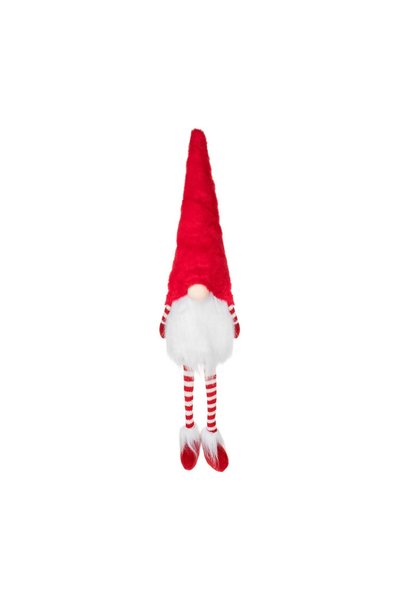 OEM Figurină Decorativa de Crăciun Gnome Asezat cu Căciulă Roșie Blana 56 cm ...