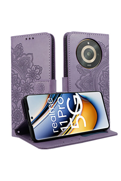 XGSM Husă tip carte pentru Realme 11 Pro 5G / Pro+ 5G, Mandala, Mov
